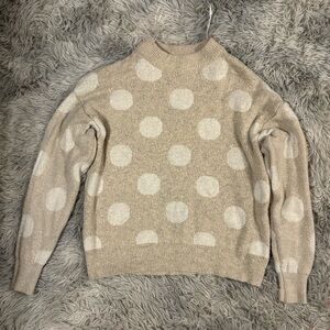 Suzy Shier Beige Polka Dot Turtleneck Sweater
